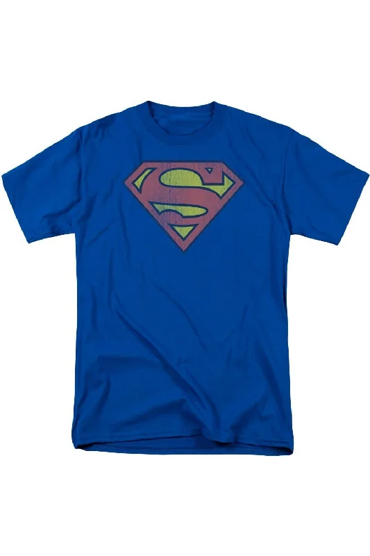 Men's Shirts with Antimicrobial TreatmentDC Comics Retro Supes Logo Distressed Short Sleeve Adult Tee / T-Shirt Men's Shirts with Antimicrobial TreatmentDC Comics Retro Supes Logo Distressed Short Sleeve Adult Tee / T-Shirt
