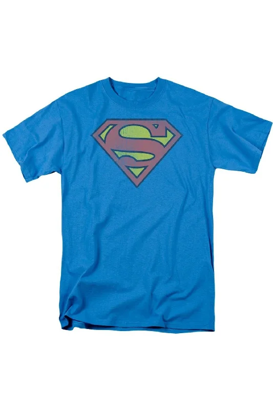 Men's Three-Quarter Sleeved TopsDC Comics Retro Supes Logo Distressed Short Sleeve Adult Tee / T-Shirt Men's Three-Quarter Sleeved TopsDC Comics Retro Supes Logo Distressed Short Sleeve Adult Tee / T-Shirt