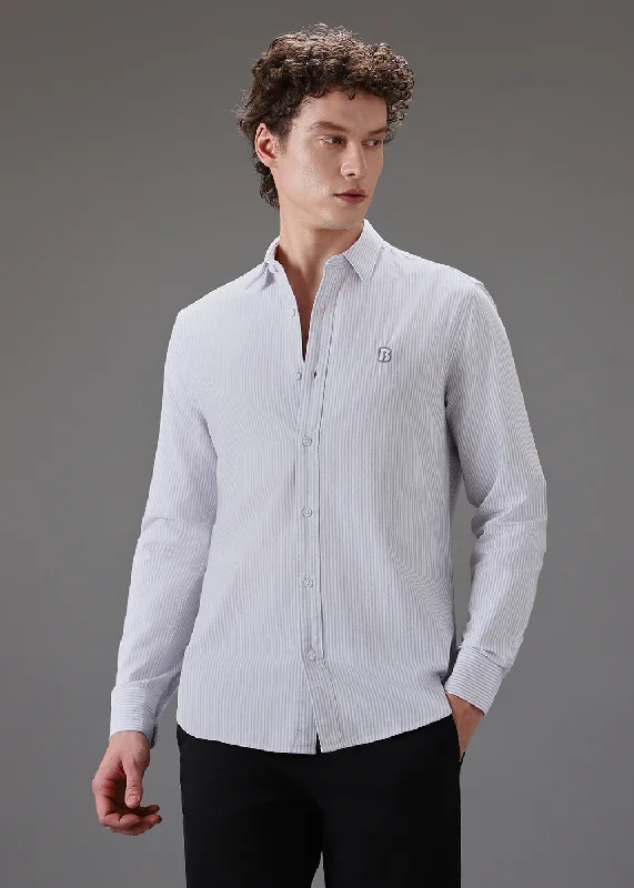 Men's Short-Sleeve Shirts for Warm WeatherLight Grey Pin Stripe Shirt