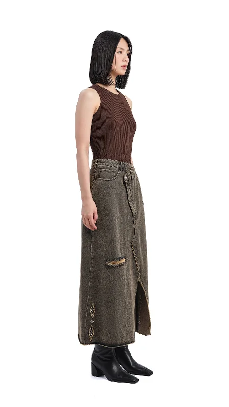 Soil Denim Studded Maxi Skirt