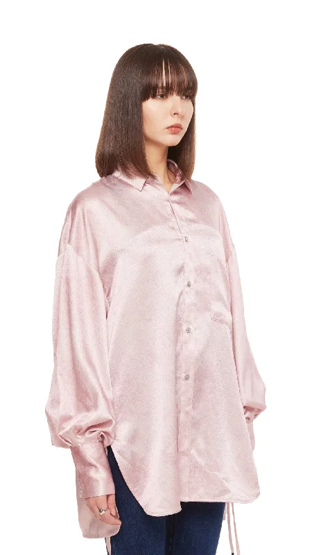 Stone Wash Effect Printed Oversize Shirt