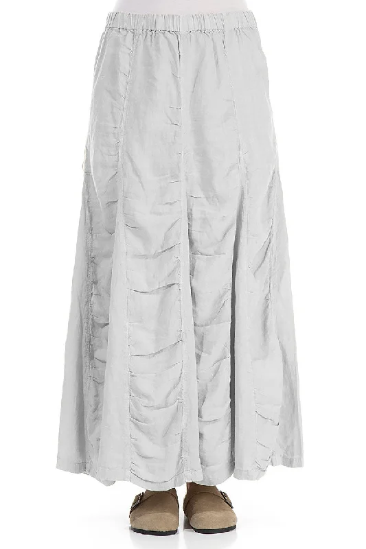 A-line Light Grey Linen Maxi Skirt