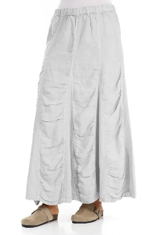 A-line Light Grey Linen Maxi Skirt