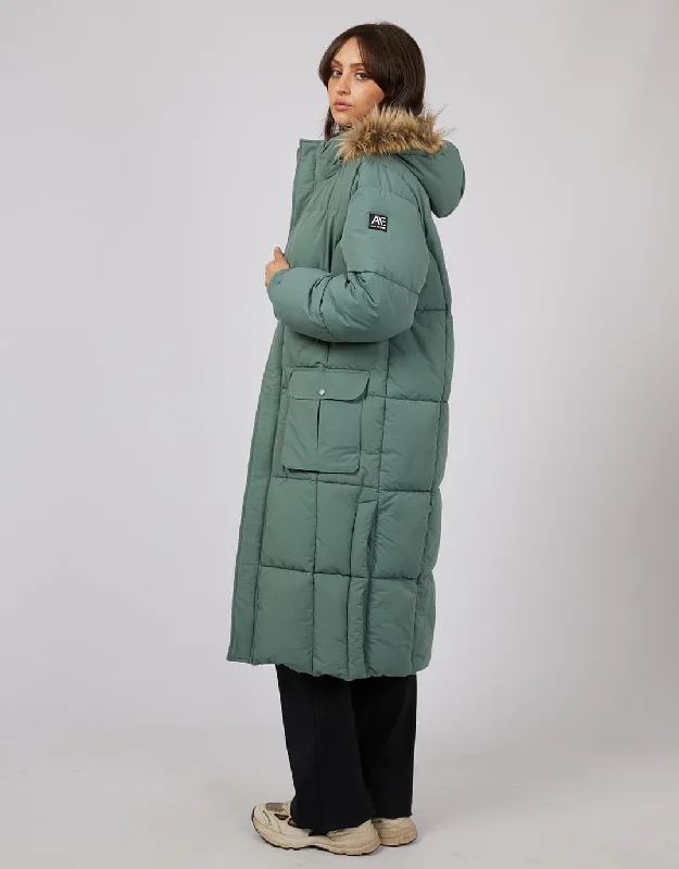 Active Fur Longline Puffer - Green