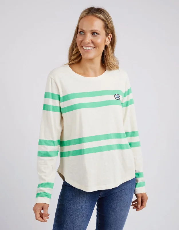 Allegra Long Sleeve Tee - Meadow/Vintage White Stripe