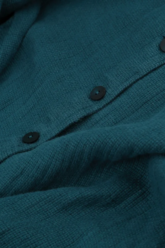 Balloon Dark Teal Textured Linen Jacket Dress