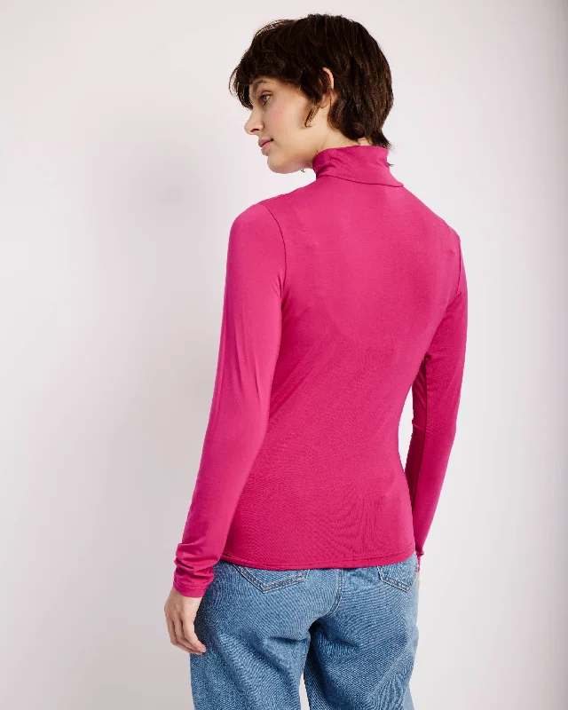 Basic Longsleeve Polo in Raspberry