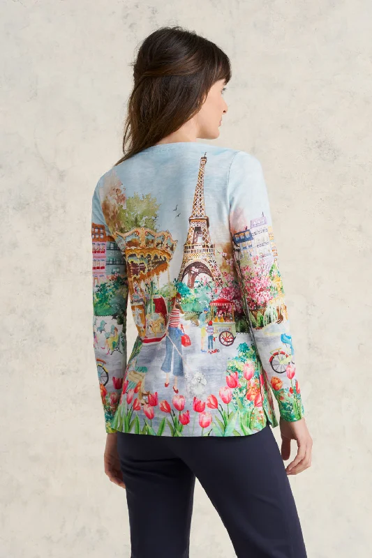 Long Sleeve Organic Cotton T-Shirt - Eiffel Tower Print