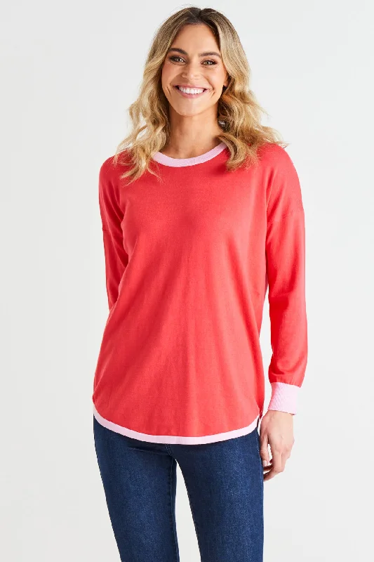 Betty Basics Sophie Knit Jumper Pink Tipping