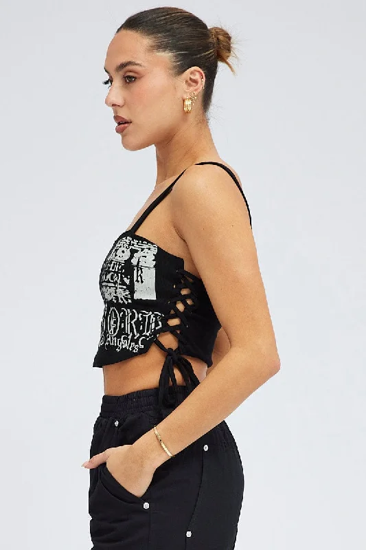 Black Corset Tank Sleeveless Graphic