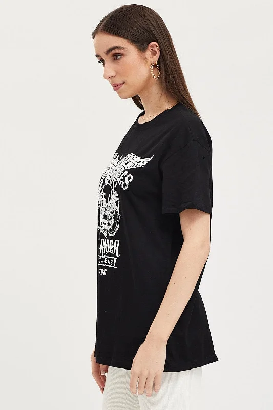 Black Graphic T Shirt Short Sleeve