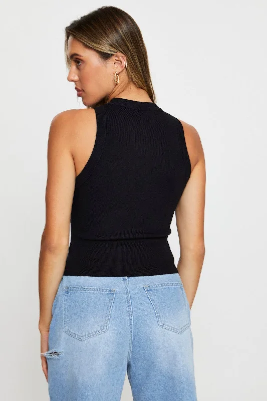 Black Knit Top Sleeveless