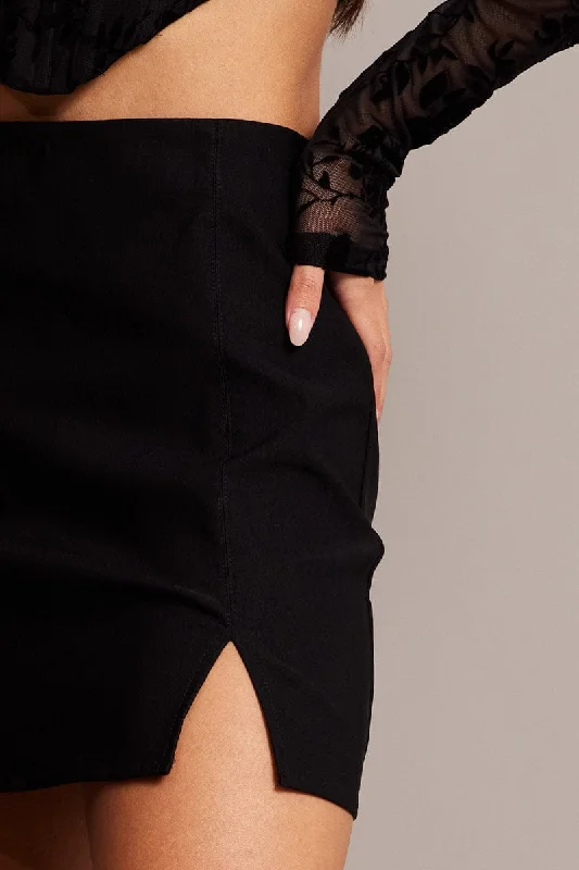 Black Mini Skirt High Rise