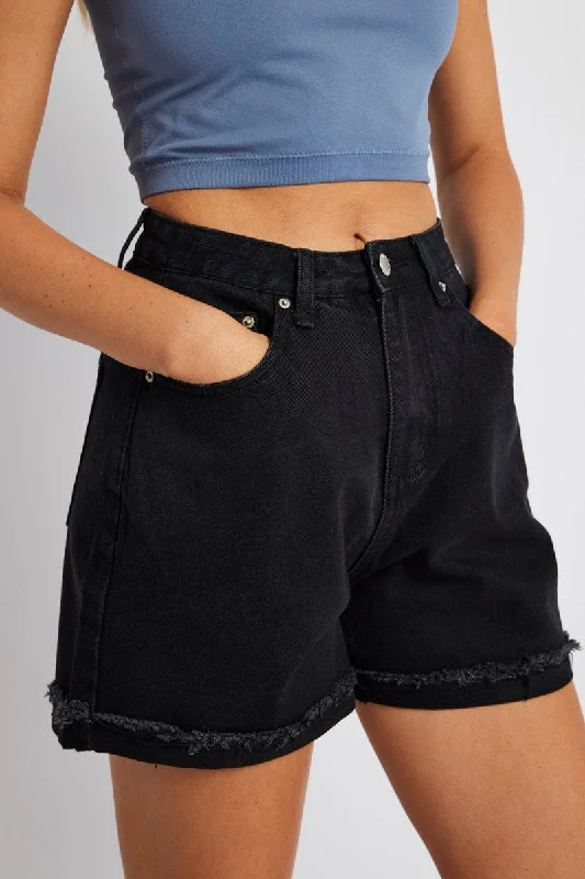 Black Mom Denim Shorts High Rise