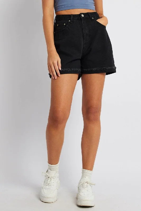 Black Mom Denim Shorts High Rise