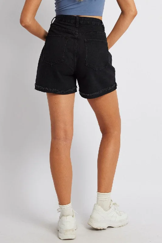 Black Mom Denim Shorts High Rise