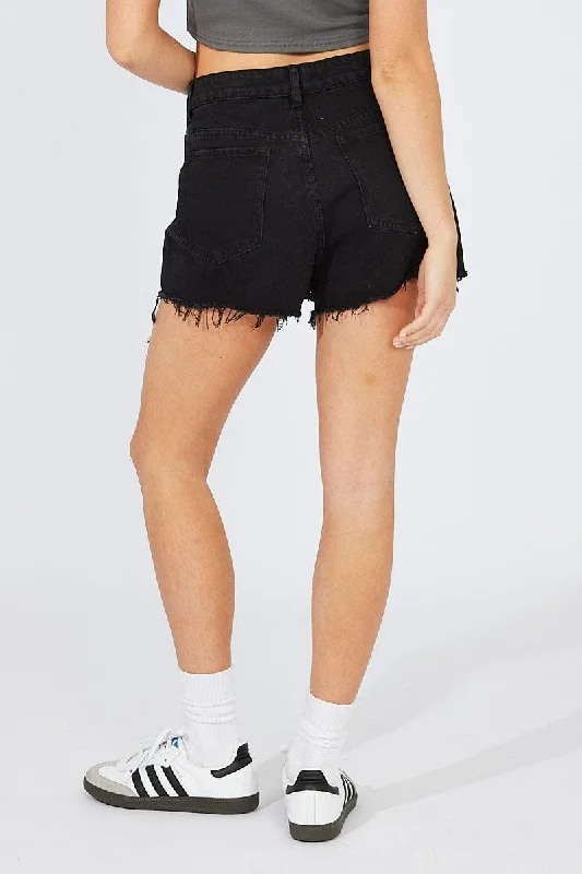 Black Mom Denim Shorts High Rise