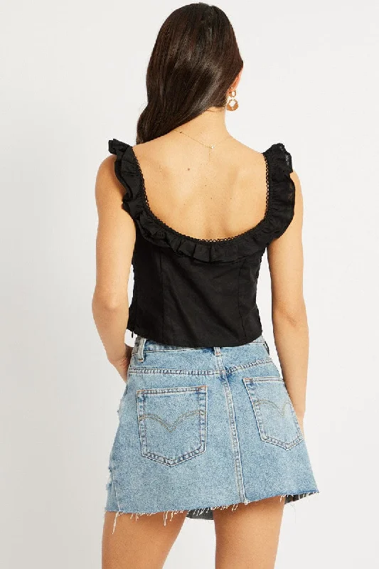 Black Ruffle Top Sleeveless