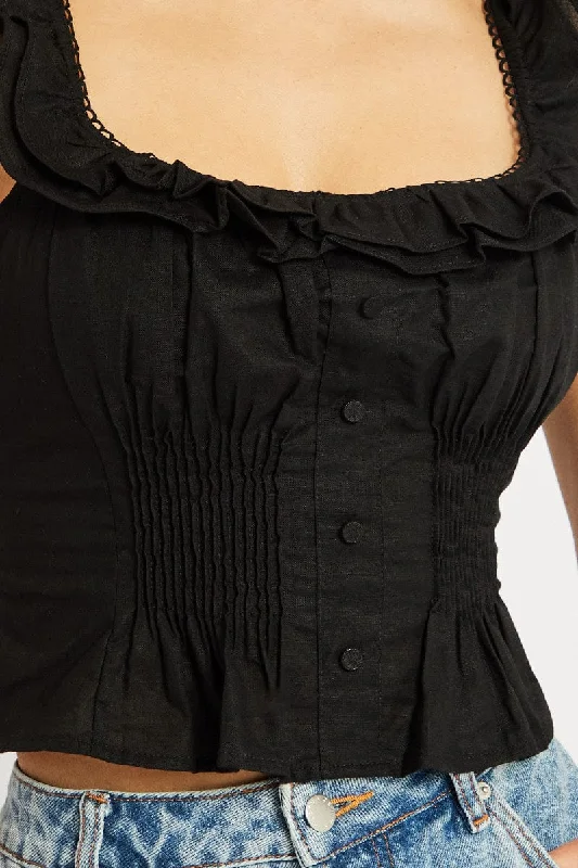 Black Ruffle Top Sleeveless