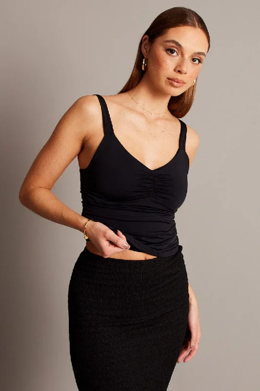 Black Sleeveless Tank Square V-neck