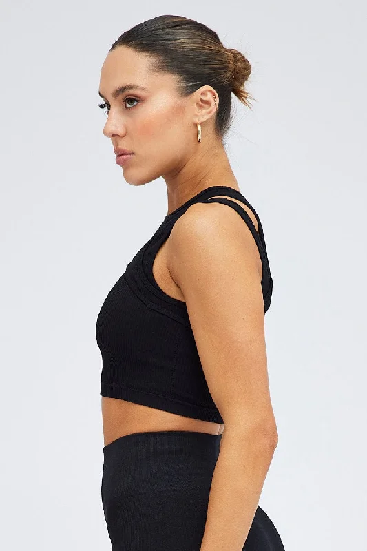 Black Top Tank Twofer Sleeveless Seamless