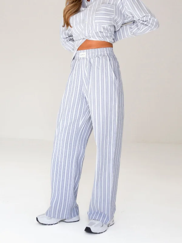 Elena Stripe Trousers - Blue