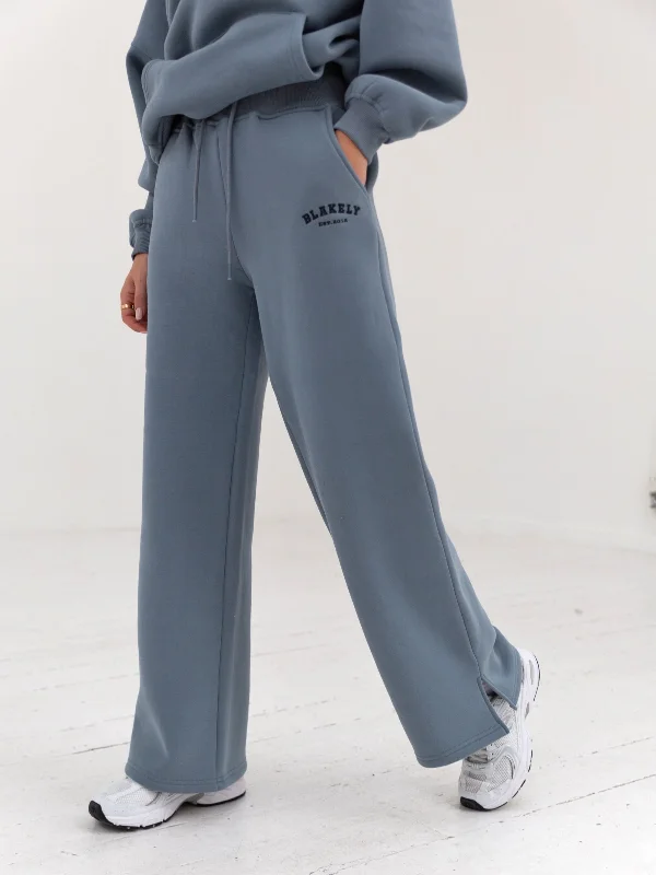 Varsity Wide Leg Sweatpants - Blue