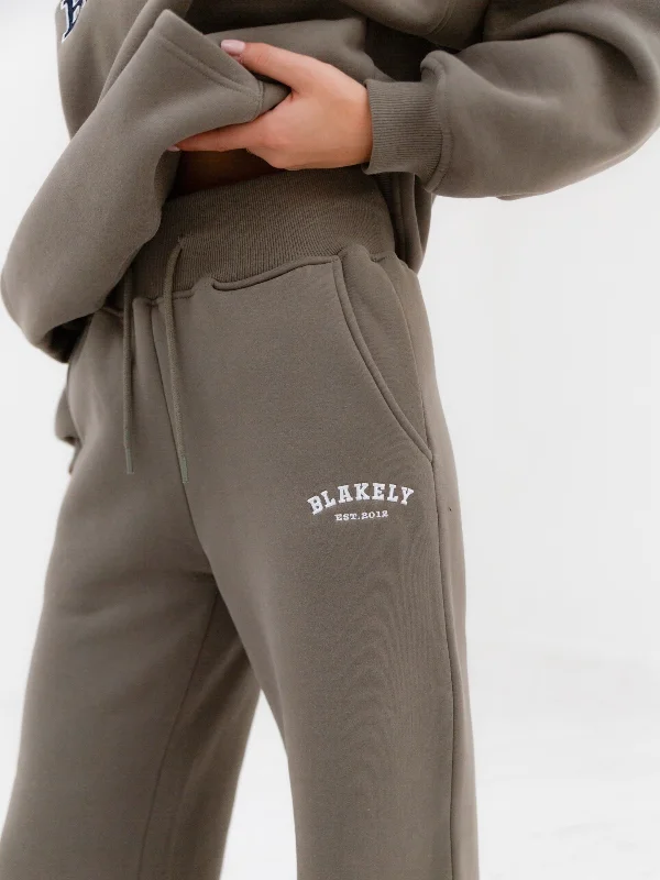 Varsity Wide Leg Sweatpants - Safari Green