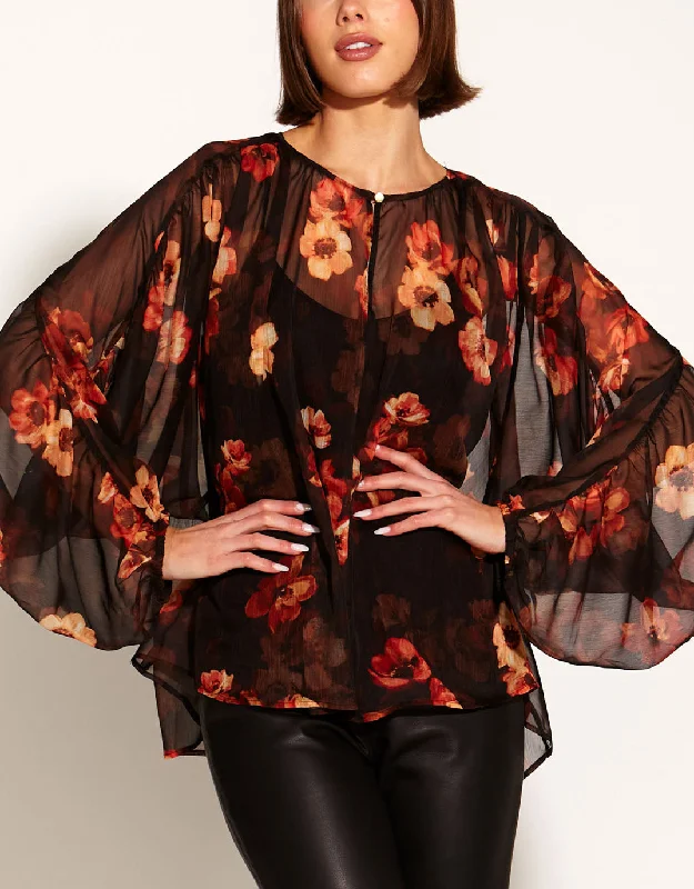 Bloom Batwing Sleeve Shirt - Rose Dust Floral