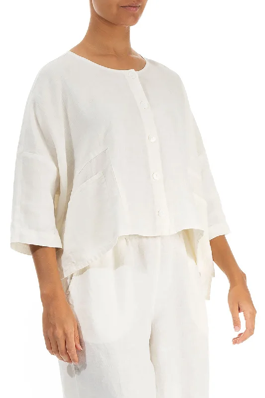 Boxy Off White Linen Jacket