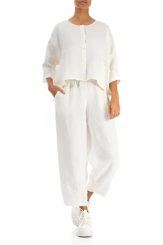 Boxy Off White Linen Jacket