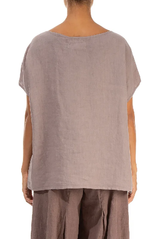 Boxy Pockets Silver Pink Linen Blouse