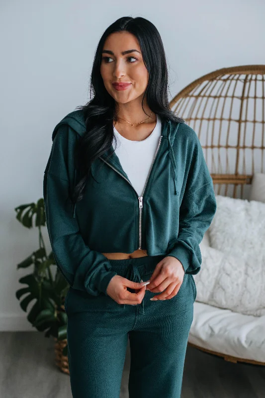 Briar Cropped Hoodie - Peacock