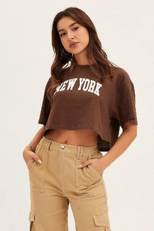 Brown Crew Neck Tee