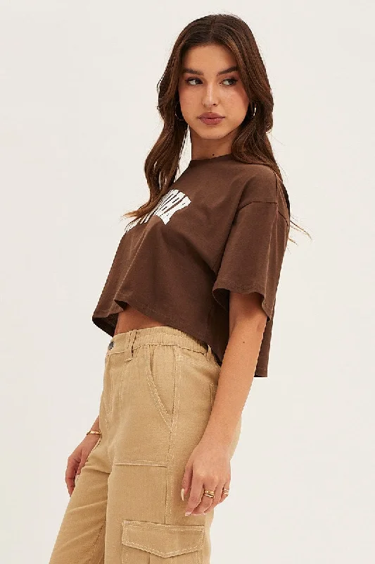 Brown Crew Neck Tee