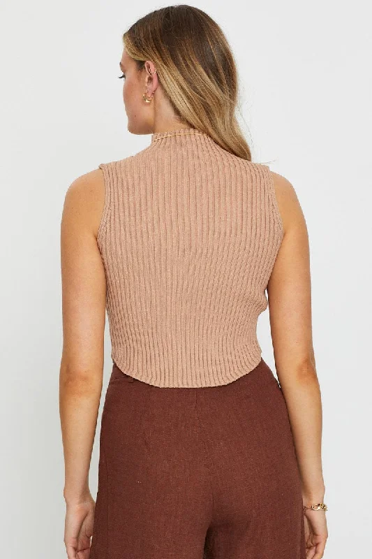 Brown Knit Jumper Long Sleeve