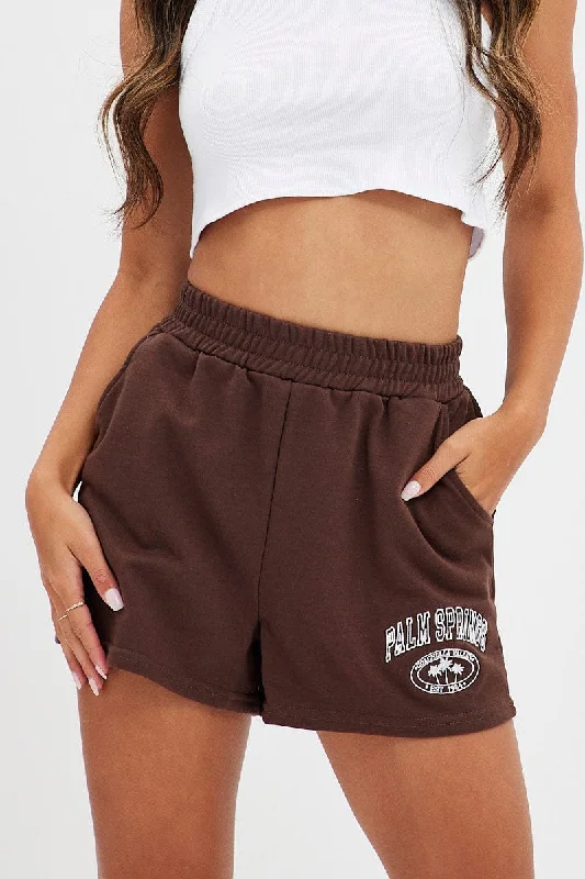 Brown Track Short Palm Springs Embroidery