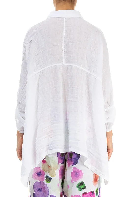 Buttoned White Gauze Linen Shirt