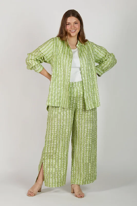 Camille Wide Leg Linen Pant in Sage