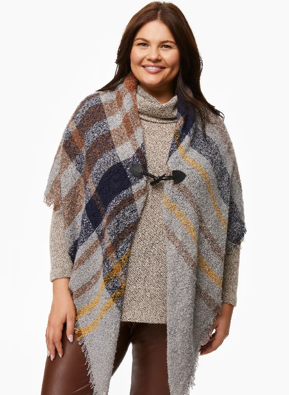 Checkered Print Poncho