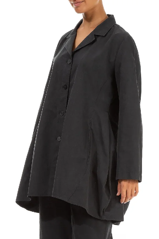 Collar Black Cotton Jacket