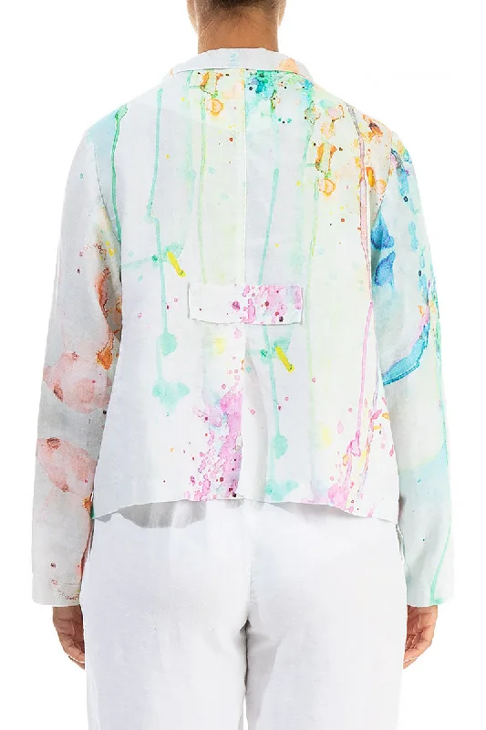 Colour Splash Buttoned Linen Jacket