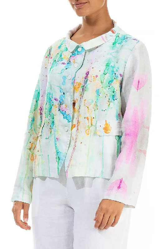 Colour Splash Buttoned Linen Jacket