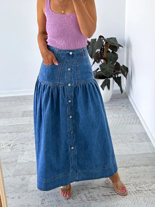 Cory Denim Skirt - Dark Blue