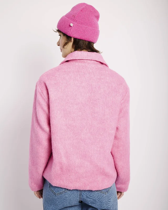 Cropped Melton Jacket in Barbie Pink