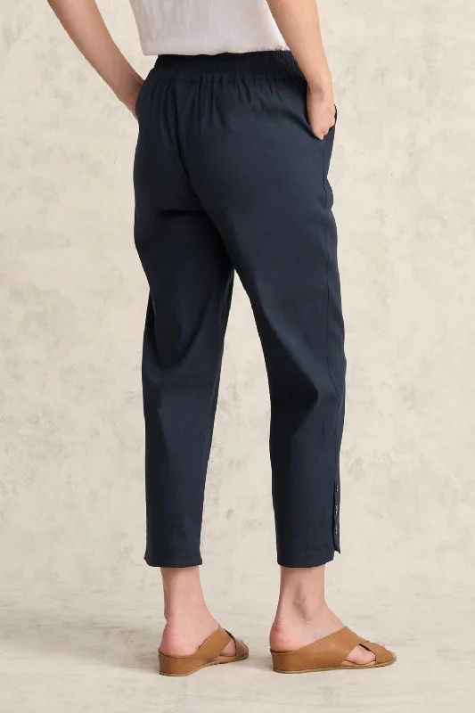 Curved Hem Linen Pant - Ink