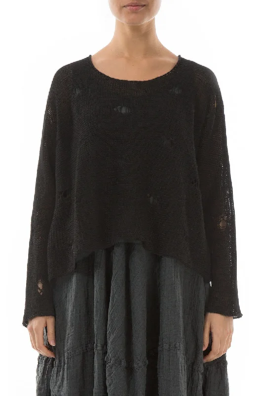 Cut Out Black Linen Jumper