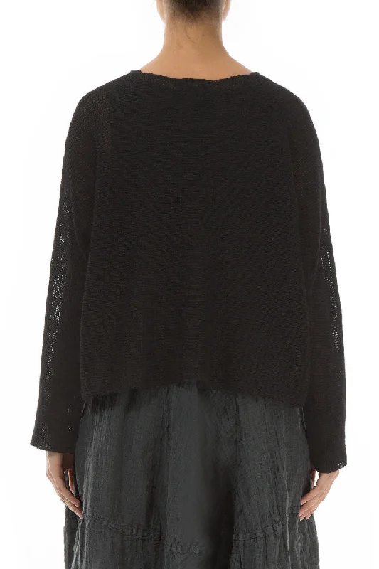 Cut Out Black Linen Jumper