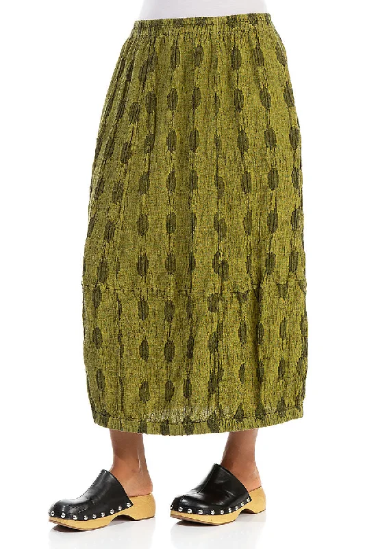 Cyber Lime Textured Bubbles Linen Skirt