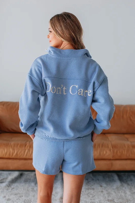 Don't Know Don't Care Pullover - Powder Blue